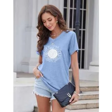EADINVE Women's Cute Sunflower Graphic Tee for Summer