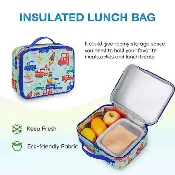 mommore Kids Backpack Set, Lightweight School Backpack for Kids Elementary Car Bookbag for Students with Chest Strap Water Resistant,3pcs blue