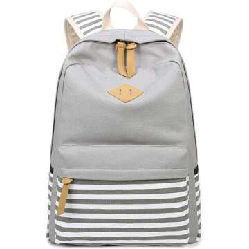 Cute Stripe Canvas Backpack for Teen Girls