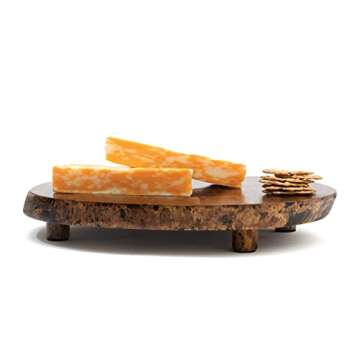 Lipper International 1210 Acacia Burl Finish Serving Board with Feet for Cheese, Crackers, and Hors ...