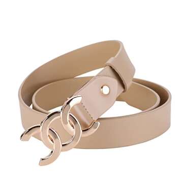 MoYoTo Women’s 2.8cm Wide Leather Belt Fashion Gold Buckle Belts for Jeans Dresses Ladies Waist Be...