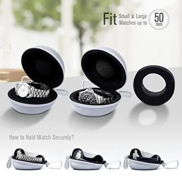 Cheopz Silver Travel Watch Case for Luxury Watches Up to 50mm