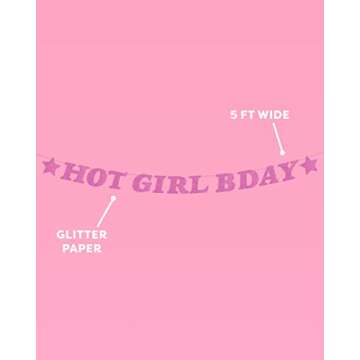 xo, Fetti Hot Girl Bday Glitter Banner - Purple, 5 Ft. | Birthday Party Decorations, Photo Backdrop,...
