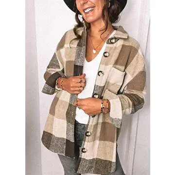 Chic Plus Size Plaid Shacket - Stylish Flannel Jacket with Pockets