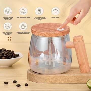 Crmanedy Self Stirring Mug，Electric Glass Mixing Cup with Handle & Lid，400ML Electric High Speed Mixing cup, Suitable for Coffee/Milk/Tea/Hot Chocolate (Colorful), average size, JiaoBanBei-2