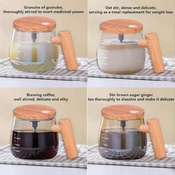 Crmanedy Self Stirring Mug，Electric Glass Mixing Cup with Handle & Lid，400ML Electric High Speed Mixing cup, Suitable for Coffee/Milk/Tea/Hot Chocolate (Colorful), average size, JiaoBanBei-2