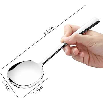 NeigeTec Stainless Steel Serving Spoon Set of 6 Pieces for Catering, Dishwasher Safe, 9.14 Inches La...