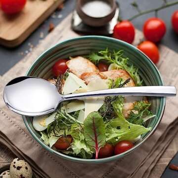 NeigeTec Stainless Steel Serving Spoon Set of 6 Pieces for Catering, Dishwasher Safe, 9.14 Inches Large Serving Utensils of Spoons