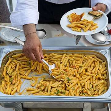 NeigeTec Stainless Steel Serving Spoon Set of 6 Pieces for Catering, Dishwasher Safe, 9.14 Inches Large Serving Utensils of Spoons