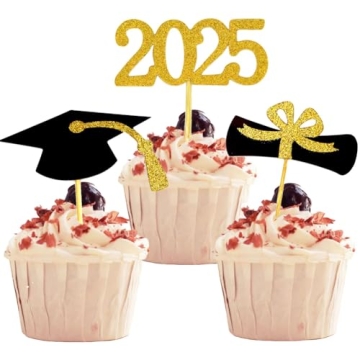 YuBoBo 2025 Graduation Cupcake Toppers for Celebrations