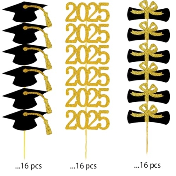 YuBoBo 2025 Graduation Cupcake Toppers for Celebrations
