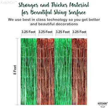KatchOn, Large 13x8 Feet Green and Brown Fringe Backdrop - Pack of 4 Football Streamers | Football B...
