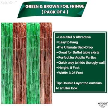 KatchOn, Large 13x8 Feet Green and Brown Fringe Backdrop - Pack of 4 Football Streamers | Football Backdrop, Football Party Decorations | Football Party Backdrop, Football Birthday Party Decorations