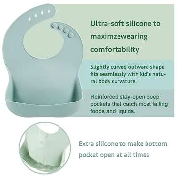 PandaEar 3 Pack Silicone Baby Bibs for Boys Girls| Waterproof Toddler Bibs| Adjustable Unisex Baby Bibs for Eating| BPA Free Soft Durable Silicone Bibs with Large Food Catcher