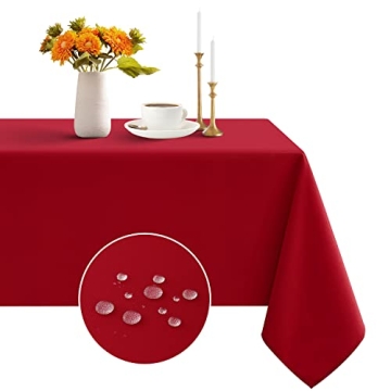 Romanstile Christmas Rectangle Tablecloth - Waterproof and Wrinkle Resistant Washable Polyester Tabl...