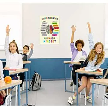 FaCraft Growth Mindset Posters,12" x 18" Growth Mindset Positive Sayings Bulletin Board Decorations Motivational Poster Inspirational Classroom Posters for Homeschool or Classroom Wall Decor