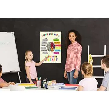 FaCraft Growth Mindset Posters,12" x 18" Growth Mindset Positive Sayings Bulletin Board Decorations Motivational Poster Inspirational Classroom Posters for Homeschool or Classroom Wall Decor