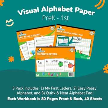 Channie's Beginner's Alphabet & Handwriting Workbooks, 3 Workbooks, Lots Practices with Visual Forma...