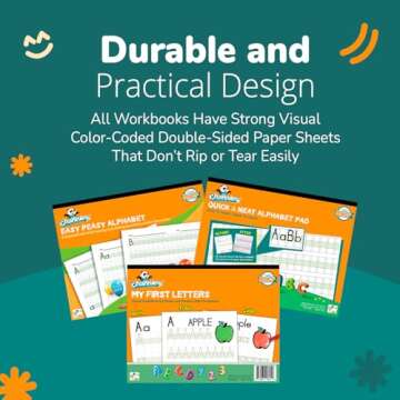 Channie's Beginner's Alphabet & Handwriting Workbooks, 3 Workbooks, Lots Practices with Visual Format, Easier Way to Learn Alphabet Summer School, Ideal for Homeschool Learning Activities
