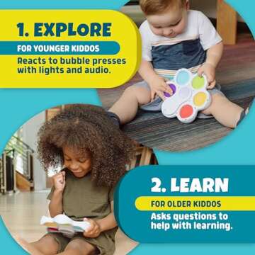 Chuckle & Roar - Pop It! and Learn - Educational and Electronic Popping Toy - Learn Numbers & Letters in Spanish or English - Great for Ages 6 Months to 2 Years