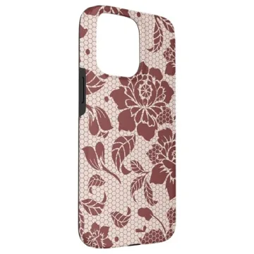 Stylish iPhone 15 Pro Max Holiday Phone Case with Lace Pattern