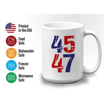 Bubble Hugs Coffee Mug - 45 47 - Trump Vote Government Leader Ballot Conservative Political View 2024 Democratic Election 15oz White