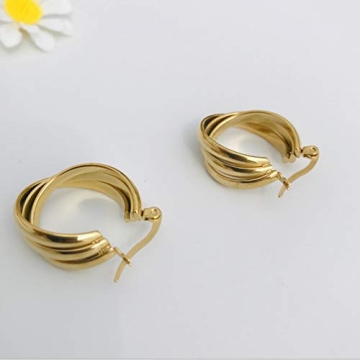 NewZenro 14K Gold Hoops for Sensitive Ears - Durable Style