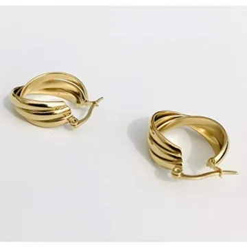 NewZenro 14K Gold Hoops for Sensitive Ears - Durable Style