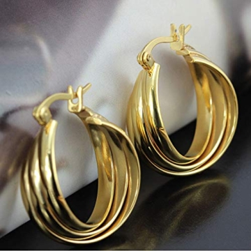 NewZenro 14K Gold Hoops for Sensitive Ears - Durable Style
