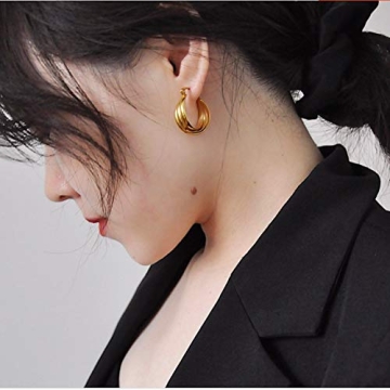 NewZenro 14K Gold Hoops for Sensitive Ears - Durable Style