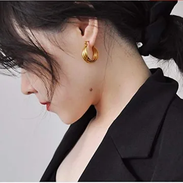 NewZenro 14K Gold Hoops for Sensitive Ears - Durable Style