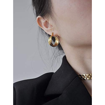 NewZenro 14K Gold Hoops for Sensitive Ears - Durable Style