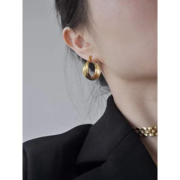 NewZenro 14K Gold Hoops for Sensitive Ears - Durable Style