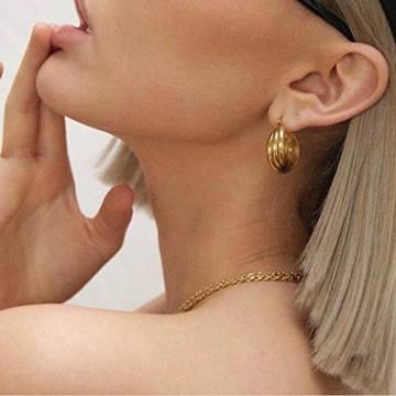 NewZenro 14K Gold Hoops for Sensitive Ears - Durable Style