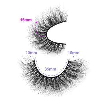 wiwoseo Angel Cat Eye Lashes Mink Fluffy Eyelashes that Look Like Extension Strip Eyelashes Fairy Thick Volume Eyelashes 16MM Natural Wispy Fluffy Faux Mink Lashes 10 Pairs Pack