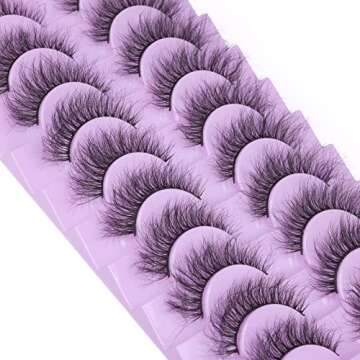 wiwoseo Angel Cat Eye Lashes Mink Fluffy Eyelashes that Look Like Extension Strip Eyelashes Fairy Thick Volume Eyelashes 16MM Natural Wispy Fluffy Faux Mink Lashes 10 Pairs Pack