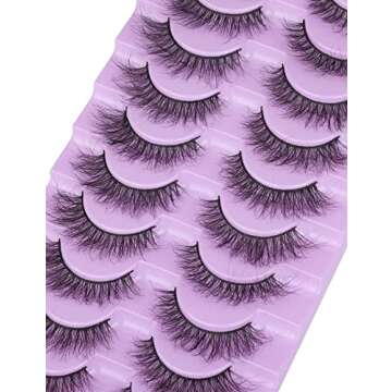 wiwoseo Angel Cat Eye Lashes Mink Fluffy Eyelashes that Look Like Extension Strip Eyelashes Fairy Thick Volume Eyelashes 16MM Natural Wispy Fluffy Faux Mink Lashes 10 Pairs Pack