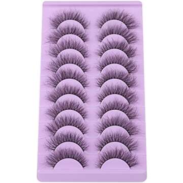 wiwoseo Angel Cat Eye Lashes Mink Fluffy Eyelashes that Look Like Extension Strip Eyelashes Fairy Thick Volume Eyelashes 16MM Natural Wispy Fluffy Faux Mink Lashes 10 Pairs Pack