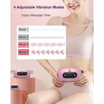 Electric Heating Pad, Portable Cordless Menstrual Heating Pad with 4 Heat Levels and 4 Massage Modes, Fast Large Heating Belly Wrap Belt for Cramps, Back Pain Relief Gifts for Women Girls Her (Pink)