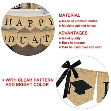 Burlap Happy Graduation Banner Perfect for Graduation Parties
