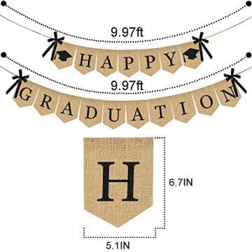 Burlap Happy Graduation Banner | Rustic Vintage Graduation Decorations | Perfect for Graduation Party Supplies 2025 | Grad Party Decor for Home, College, Senior, High School Prom Decorations