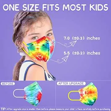 MISSAA KN95 Face Masks for Kids 30 Pcs, 5 Layers Disposable Protective Mask Small Size with Elastic Earloops for Children Boys Girls School Indoor Outdoor Use, Tie-dye