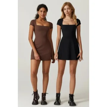 Stylish QINSEN Tennis Dress with Built-in Shorts and Pockets