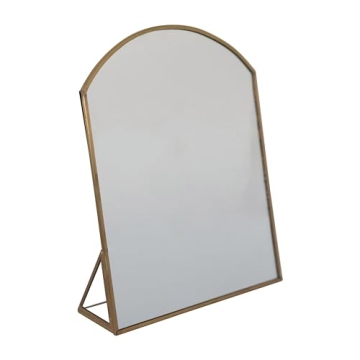 Elegant Arched Standing Mirror in Brass Frame