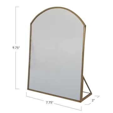 Elegant Arched Standing Mirror in Brass Frame