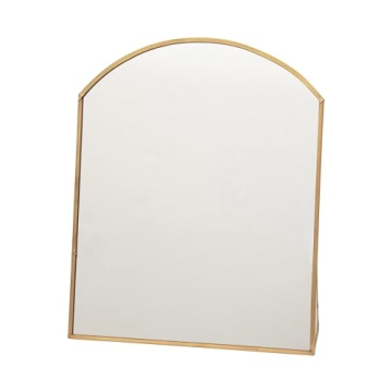 Elegant Arched Standing Mirror in Brass Frame