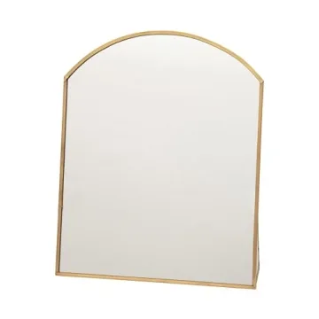 Elegant Arched Standing Mirror in Brass Frame