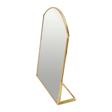 Elegant Arched Standing Mirror in Brass Frame