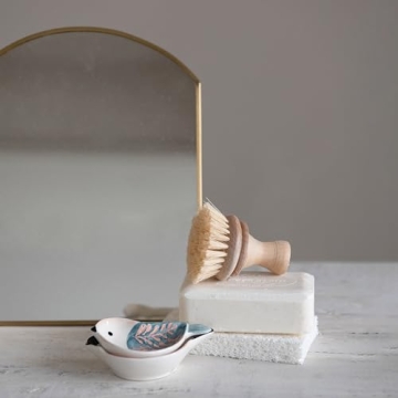 Elegant Arched Standing Mirror in Brass Frame
