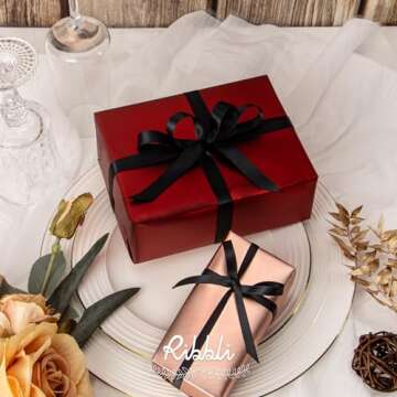 Ribbli Black Satin Ribbon - 1/4 Inch x 50 Yards for Crafts